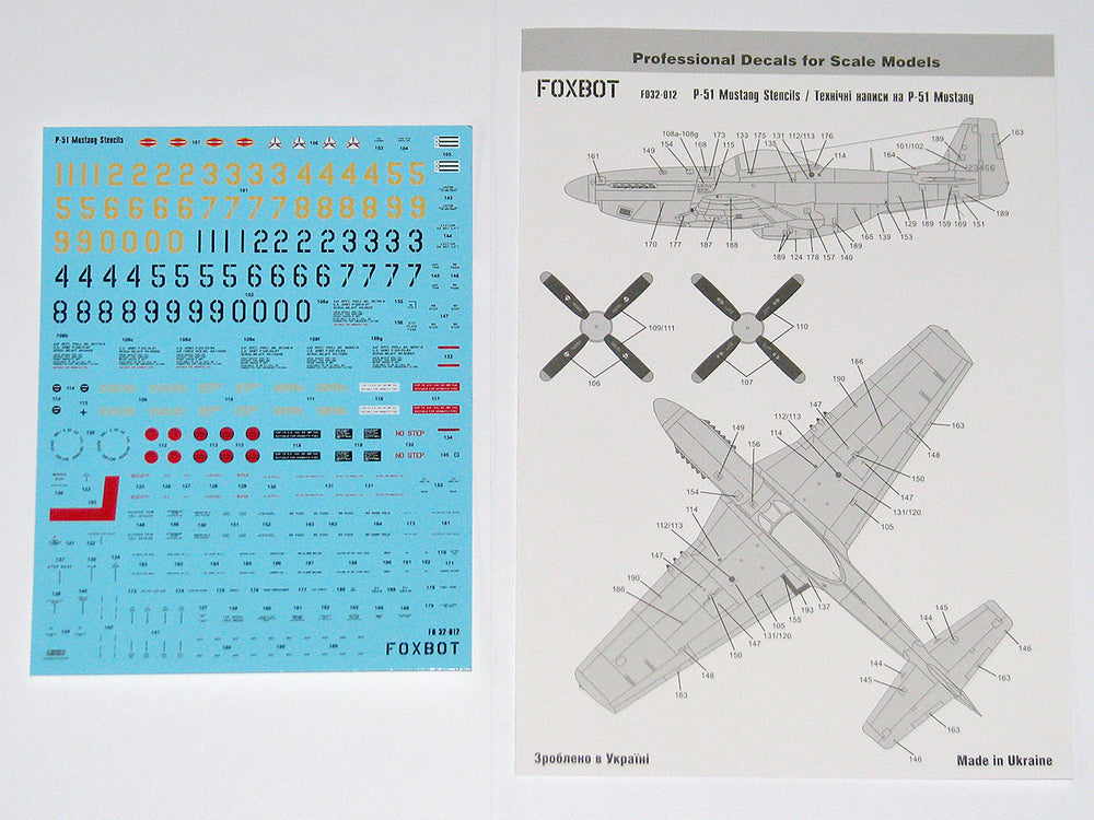 Foxbot Decals FBOT32012 1:32 Stencils for North-American P-51D Mustang