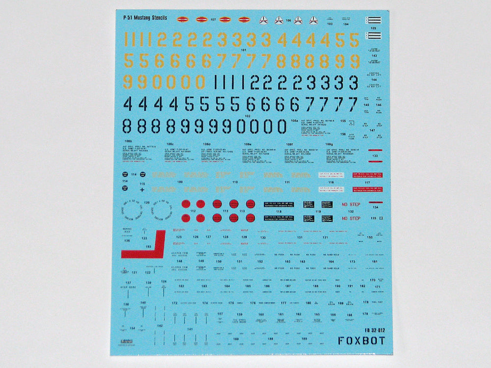 Foxbot Decals FBOT32012 1:32 Stencils for North-American P-51D Mustang