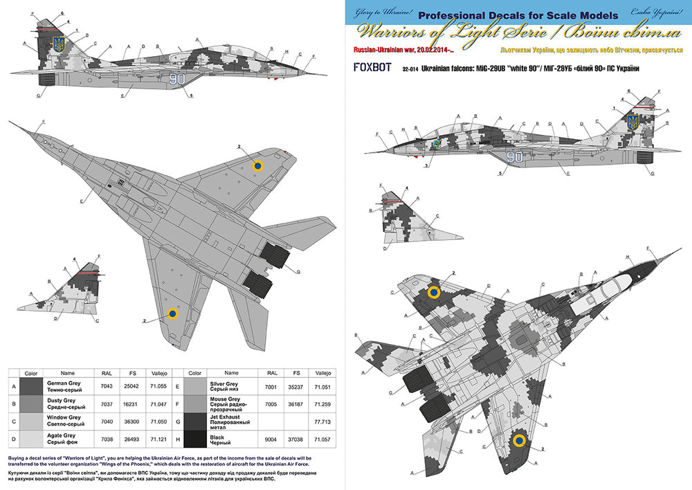 Foxbot FBOT32014A Ukrainian MiG-29UB Digital Camo Decals 1:32