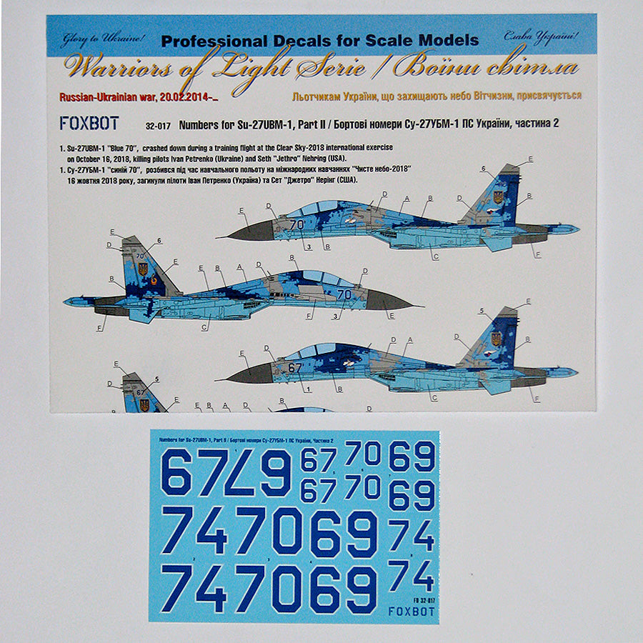 Foxbot FBOT32017 Ukrainian Su-27UBM Digital Camo Numbers 1:32