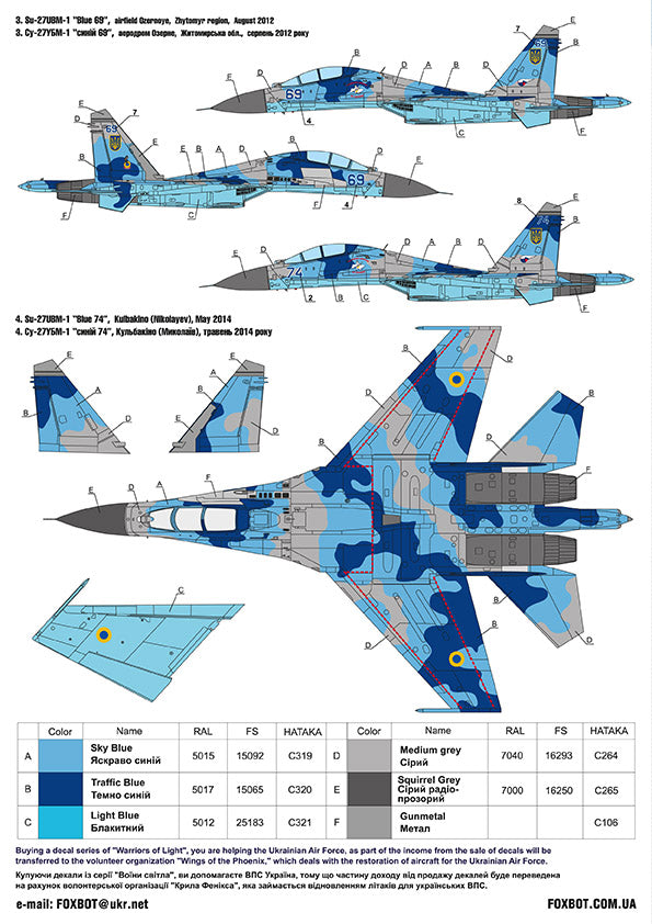 Foxbot FBOT32017 Ukrainian Su-27UBM Digital Camo Numbers 1:32