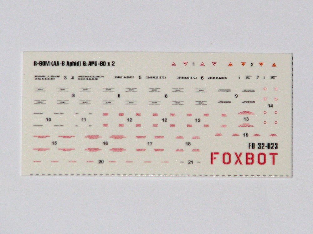 Foxbot Decals FBOT32023 1:32 Stencils for Missile R-60M