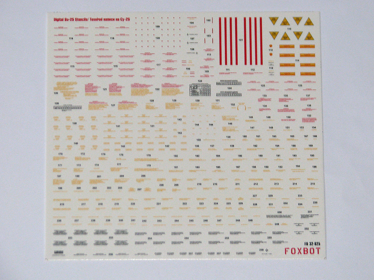 Foxbot Decals FBOT32026 1:32 Stencils for Sukhoi Su-25 Trumpeter kit
