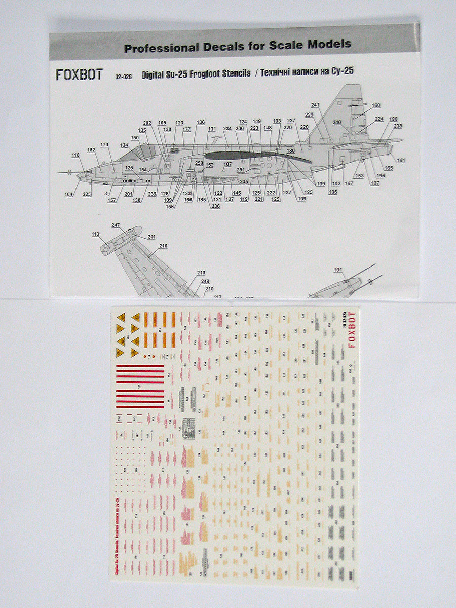Foxbot Decals FBOT32026 1:32 Stencils for Sukhoi Su-25 Trumpeter kit