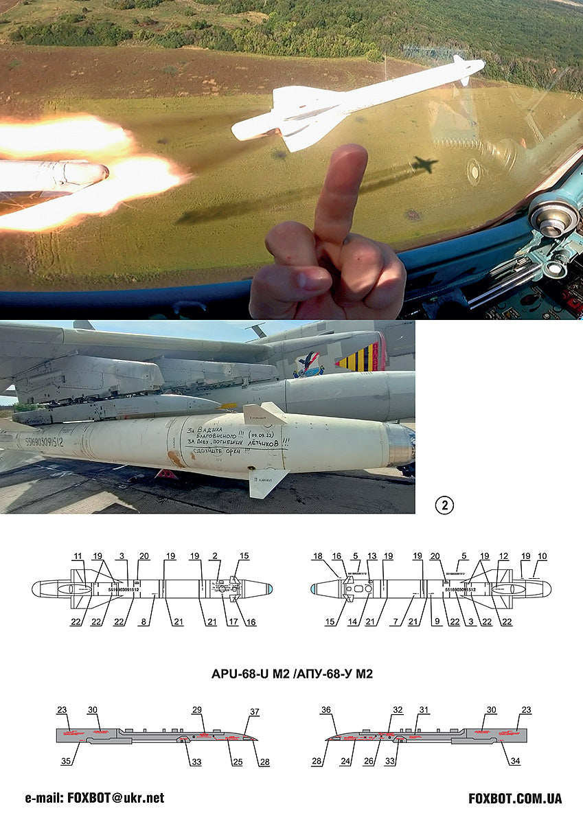 Foxbot Decals FBOT32036 1:32 Stencils for Missile Kh-25ML