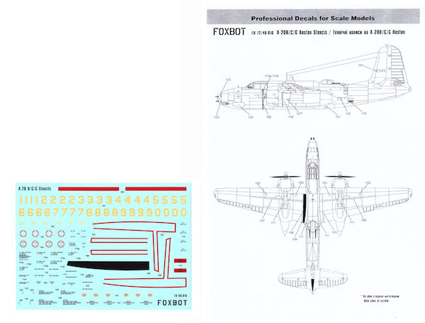 Foxbot Decals FBOT48010 1:48 Douglas A-20B/A-20C/A-20G Boston Stencils