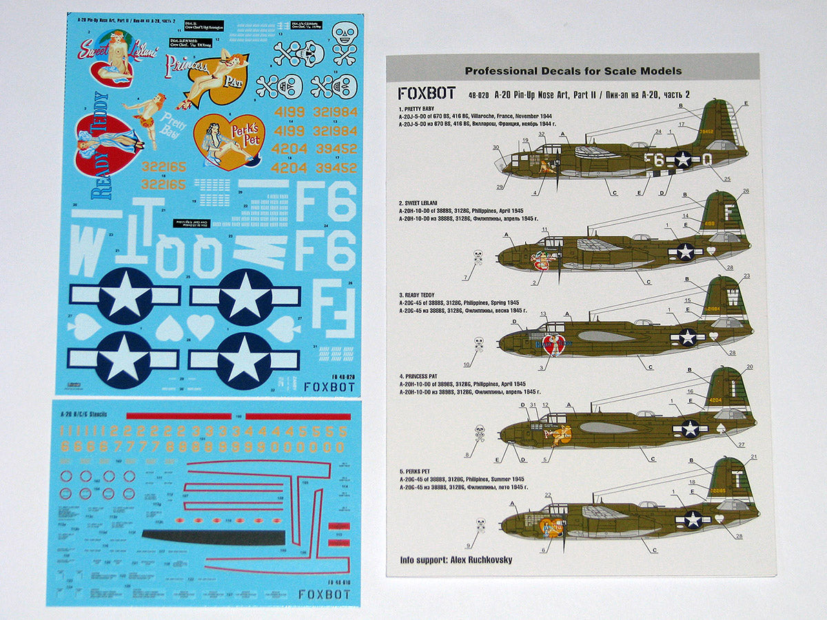 Foxbot FBOT48020 Douglas A-20 Boston Pin-Up Nose Art Pt 2 1:48