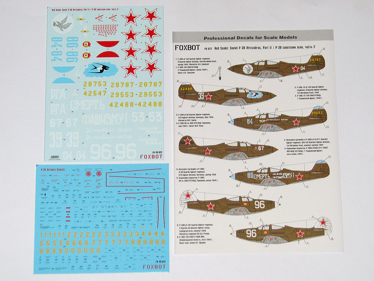 Foxbot FBOT48022 Soviet P-39 Red Snake Pt 2 & Stencils 1:48