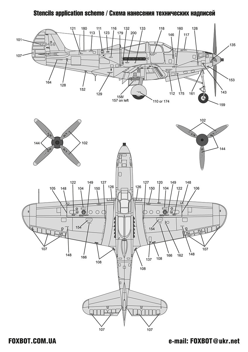 Foxbot FBOT48022 Soviet P-39 Red Snake Pt 2 & Stencils 1:48