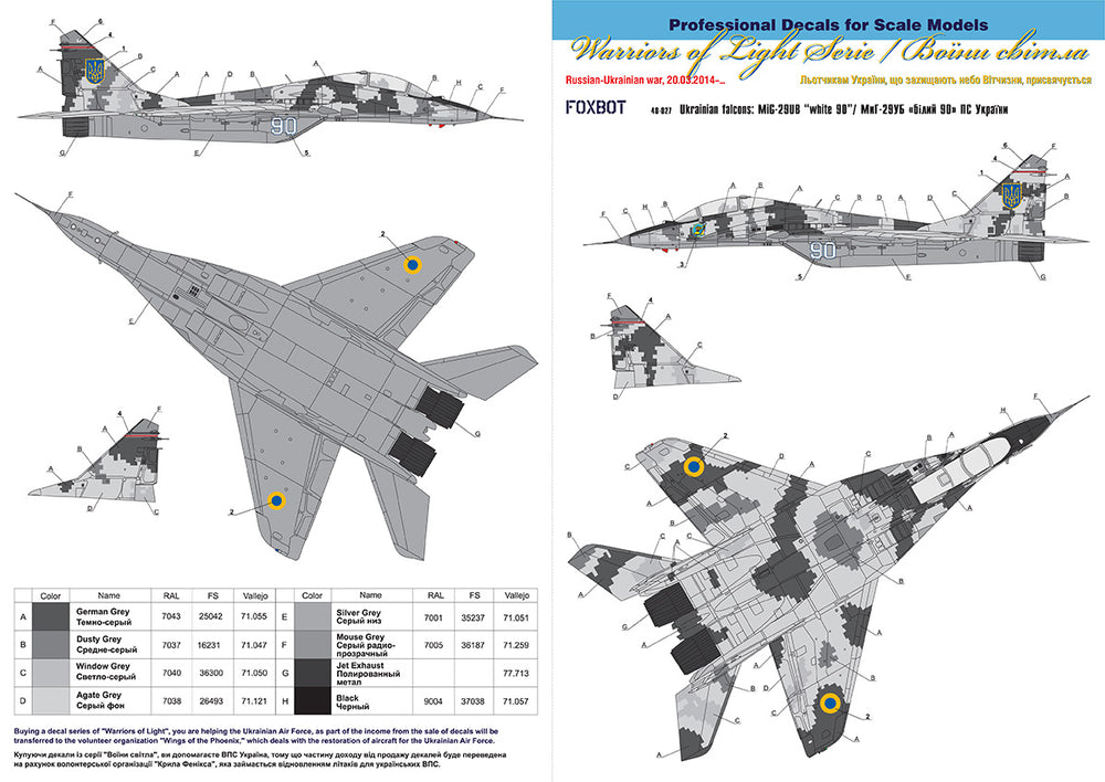 Foxbot Decals FBOT48027 1:48 Pixel Mikoyan MiG-29UB