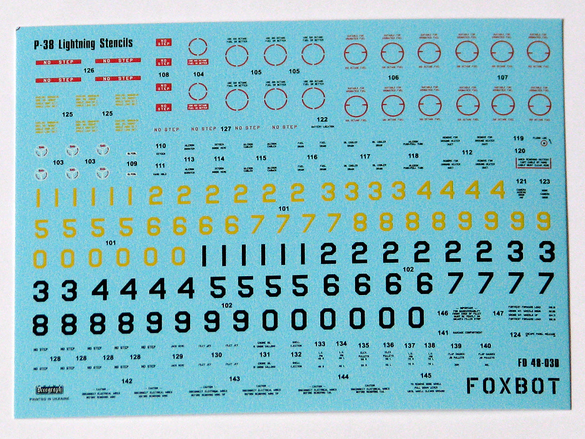 Foxbot FBOT48030 P-38 Lightning Stencils (All Major Kits) 1:48