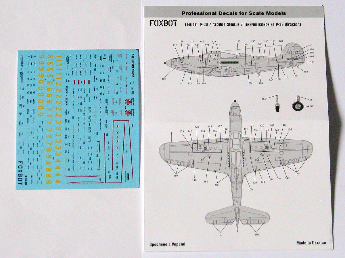 Foxbot FBOT48031 Bell P-39 Airacobra Stencils 1:48