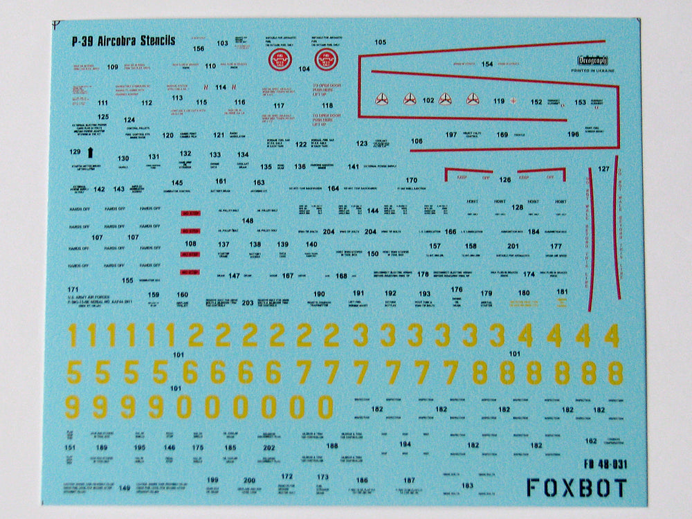 Foxbot FBOT48031 Bell P-39 Airacobra Stencils 1:48