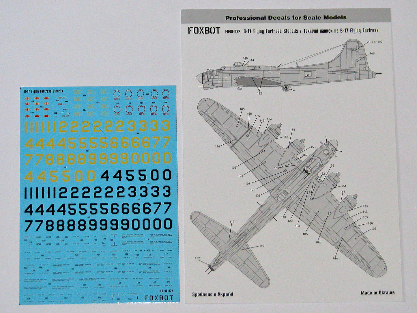 Foxbot Decals FBOT48032 1:48 Stencils for Boeing B-17 Flying Fortress
