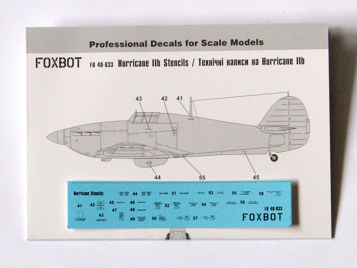 Foxbot Decals FBOT48033 1:48 Stencils for Hawker Hurricane [Mk.I Mk.IIc Mk.IV]