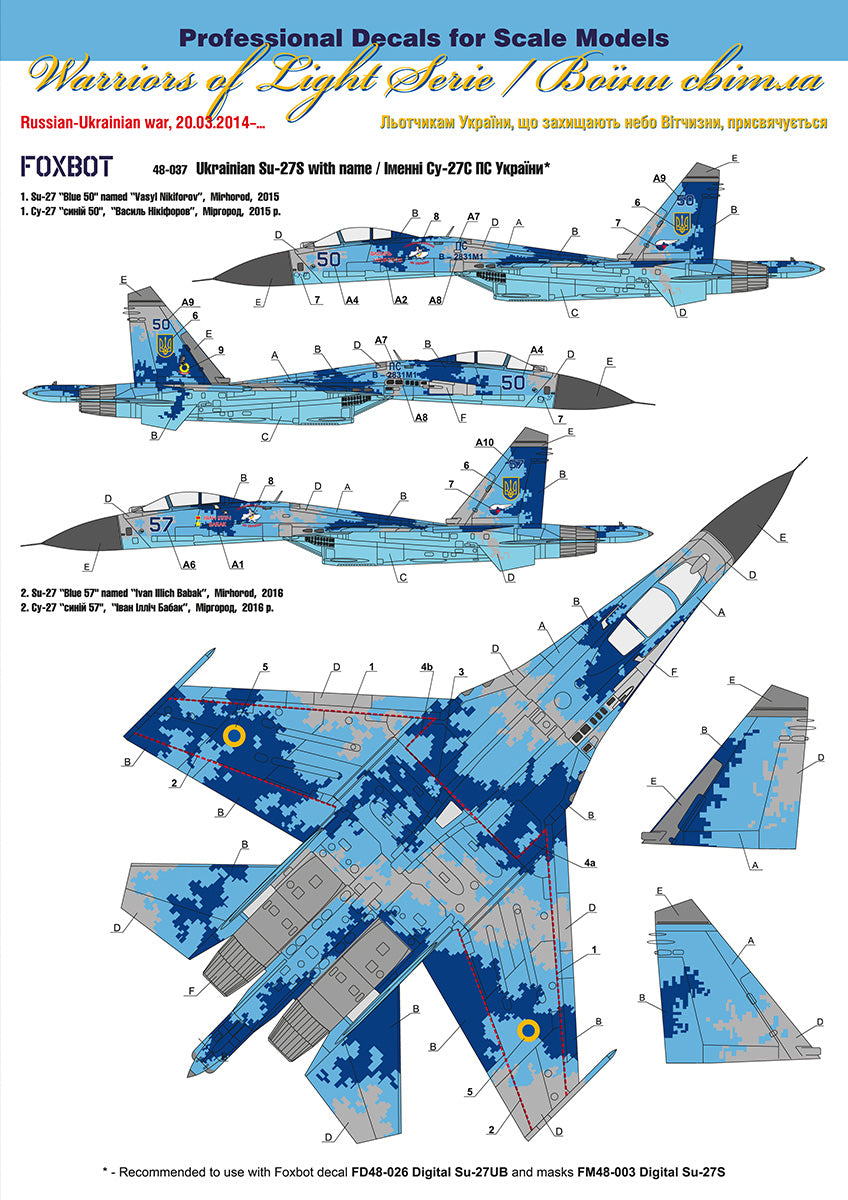 Foxbot Decals FBOT48037 1:48 Ukrainian Sukhoi Su-27S