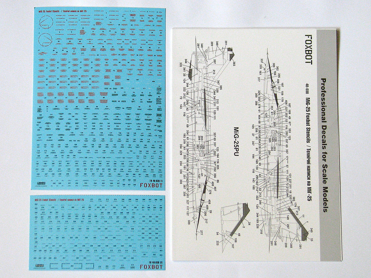 Foxbot FBOT48038 Mikoyan MiG-25 Stencils (ICM/Revell) 1:48