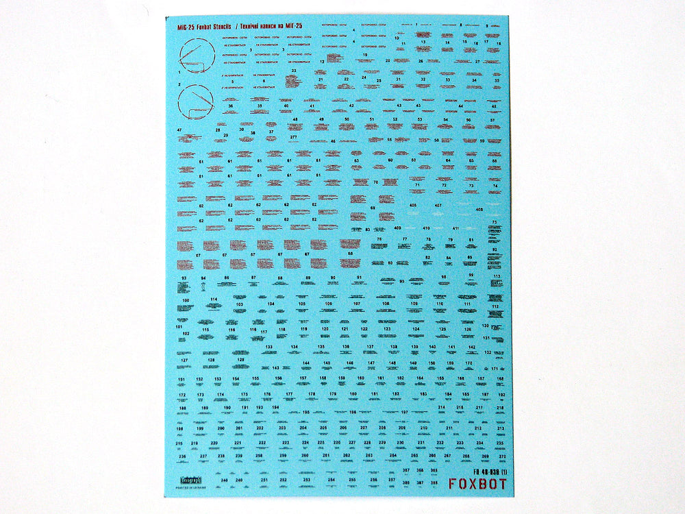 Foxbot FBOT48038 Mikoyan MiG-25 Stencils (ICM/Revell) 1:48