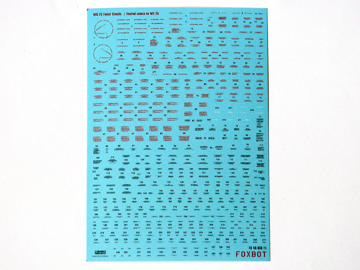 Foxbot FBOT48038 Mikoyan MiG-25 Stencils (ICM/Revell) 1:48