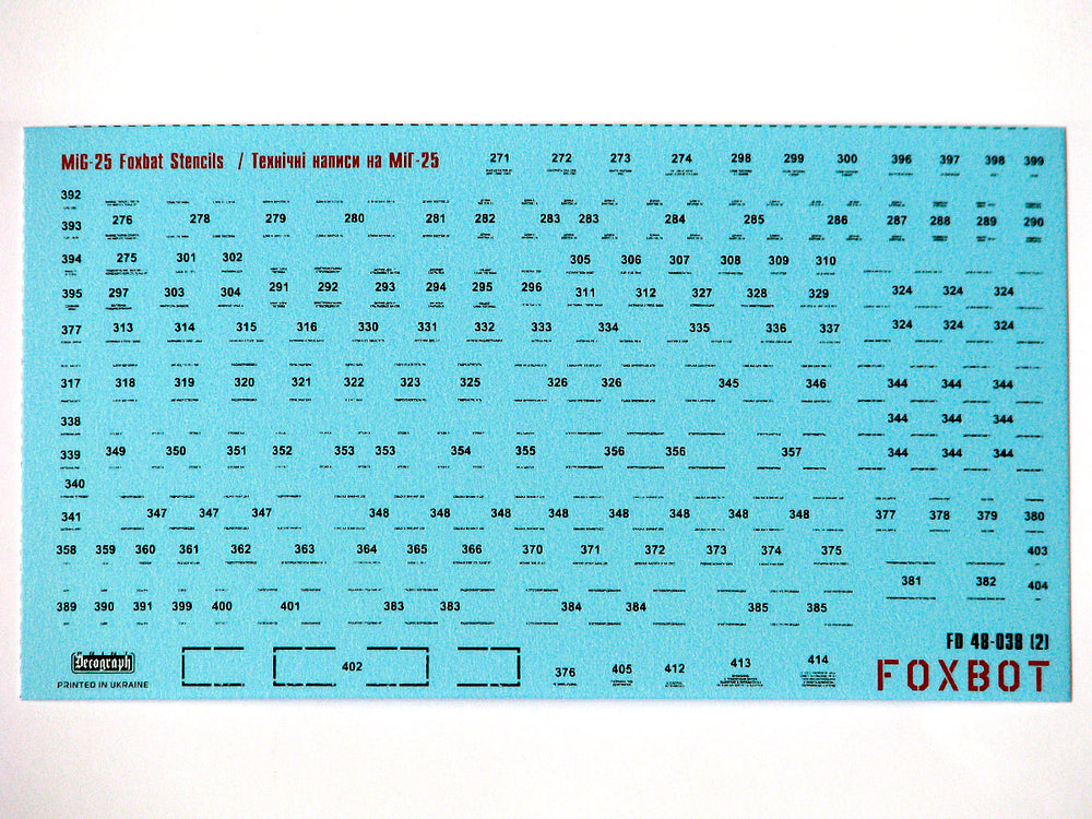 Foxbot FBOT48038 Mikoyan MiG-25 Stencils (ICM/Revell) 1:48