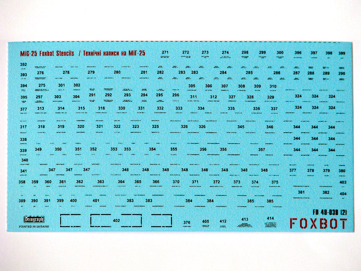 Foxbot FBOT48038 Mikoyan MiG-25 Stencils (ICM/Revell) 1:48