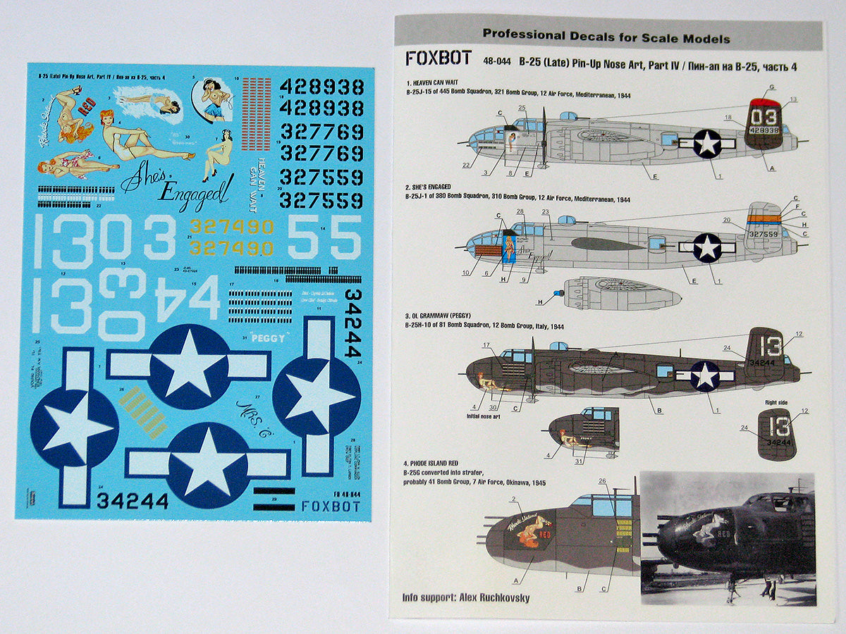 Foxbot Decals FBOT48044A 1:48 North-American B-25G/H/J Mitchell