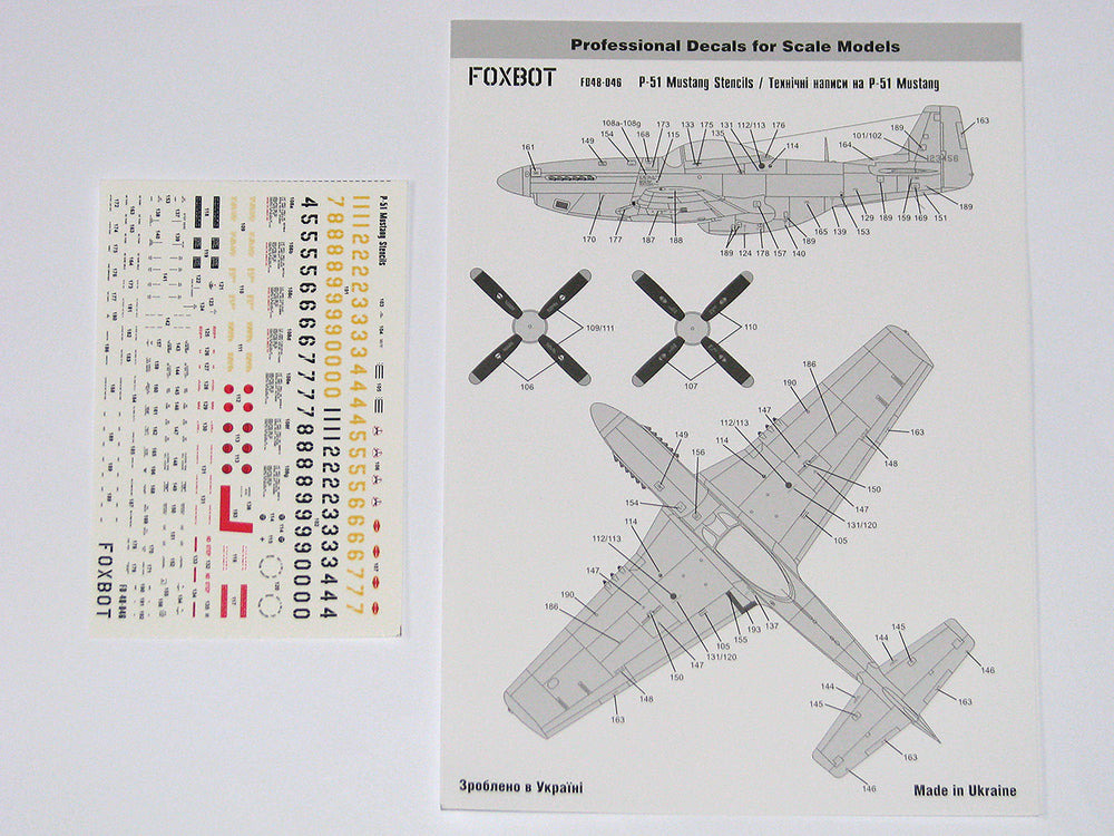 Foxbot Decals FBOT48046 1:48 Stencils for North-American P-51D Mustang