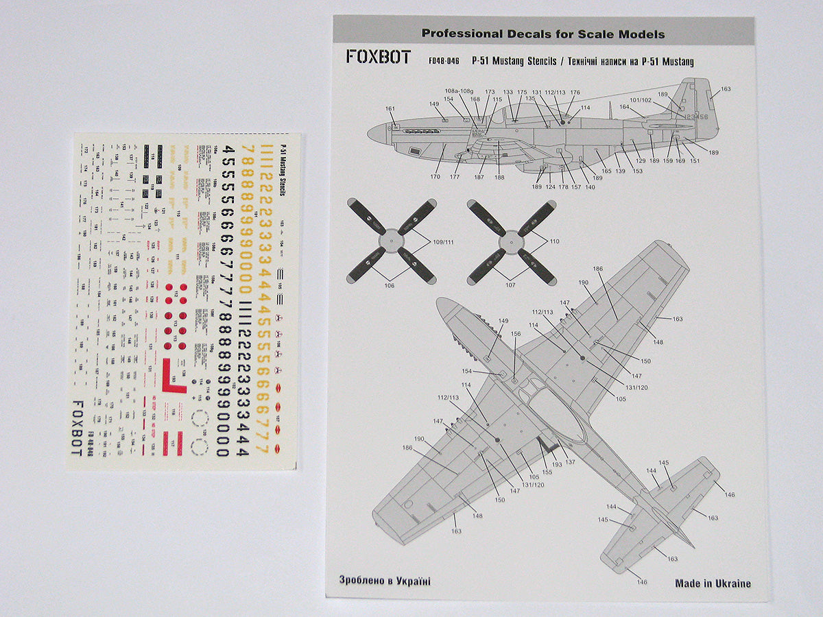 Foxbot Decals FBOT48046 1:48 Stencils for North-American P-51D Mustang