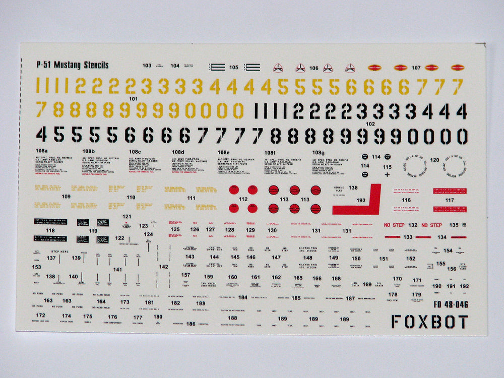 Foxbot Decals FBOT48046 1:48 Stencils for North-American P-51D Mustang
