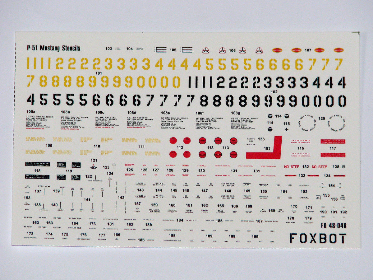 Foxbot Decals FBOT48046 1:48 Stencils for North-American P-51D Mustang