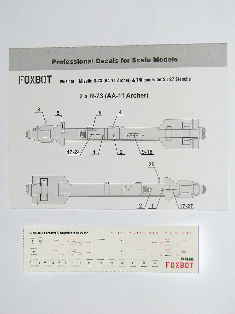 Foxbot Decals FBOT48049 1:48 Stencils for Missile R-73