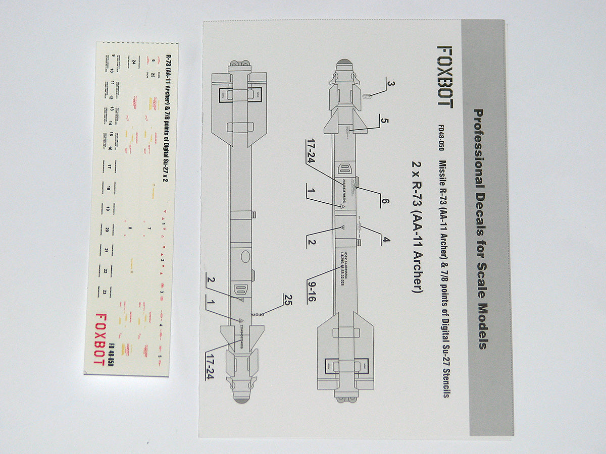 Foxbot Decals FBOT48050 1:48 Stencils for Missile R-73