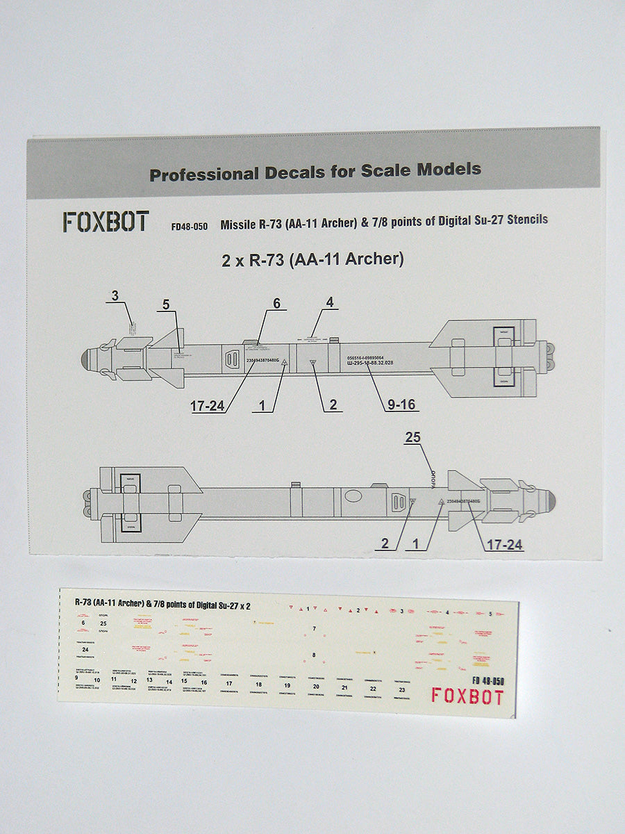 Foxbot Decals FBOT48050 1:48 Stencils for Missile R-73