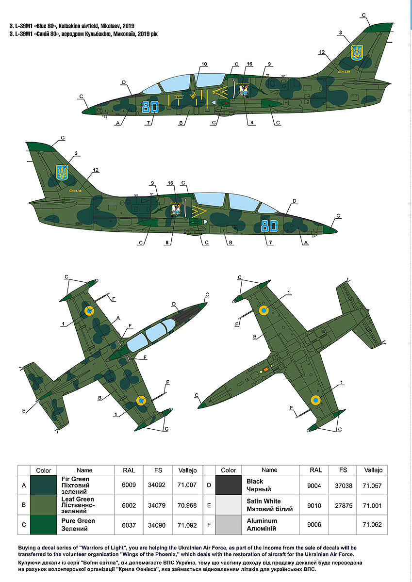 Foxbot Decals FBOT48051 1:48 Ukrainian Albatrosses: Let Aero L-39C/M1