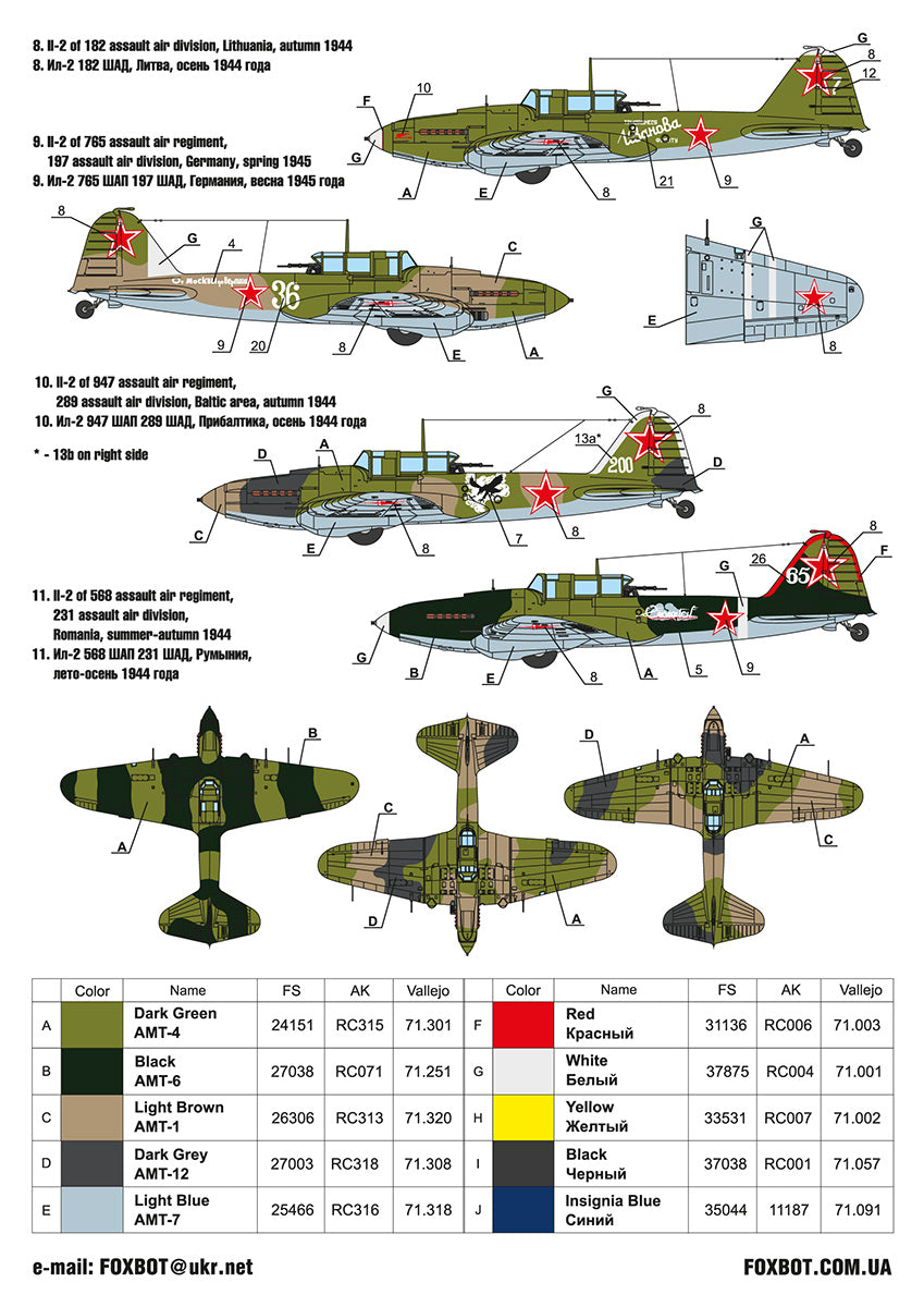Foxbot Decals FBOT48054 1:48 Flying Revenge: Ilyushin IL-2, Part II