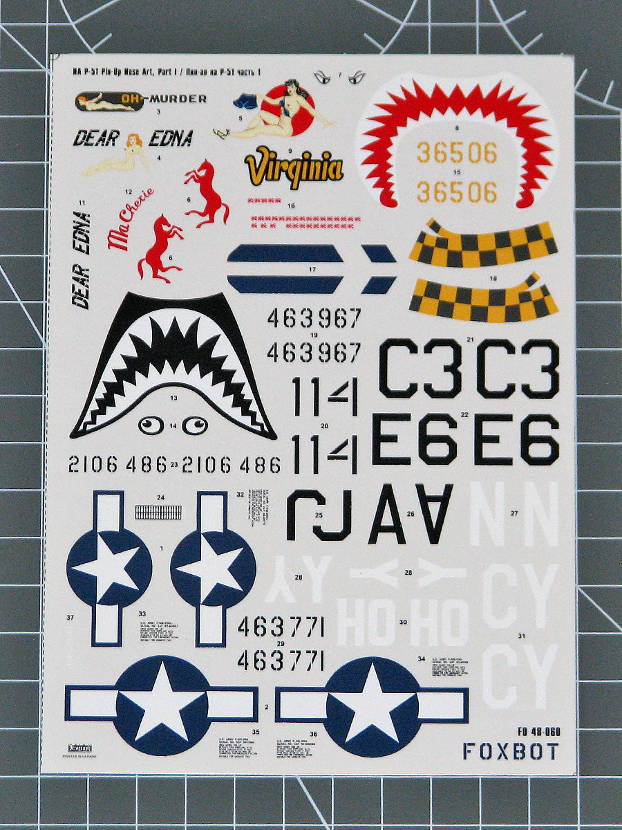 Foxbot FBOT48060A P-51 Mustang Nose Art (No Stencils) Pt 1 1:48