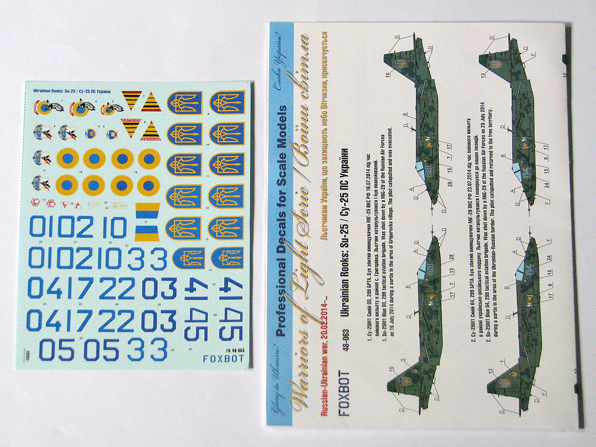 Foxbot FBOT48063 Ukrainian Rooks: Sukhoi Su-25 Decals 1:48