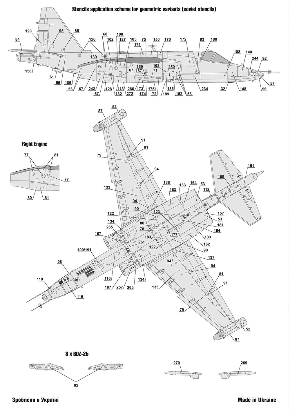Foxbot FBOT48065 Ukrainian Su-25 Stencils 1:48