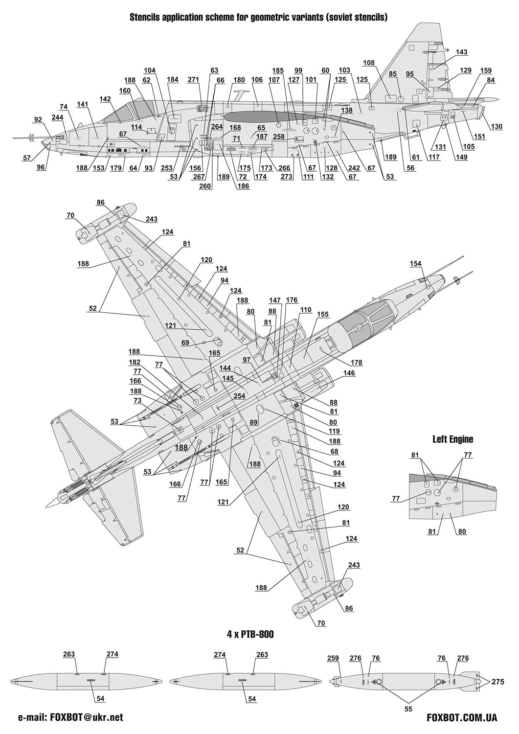 Foxbot FBOT48065 Ukrainian Su-25 Stencils 1:48