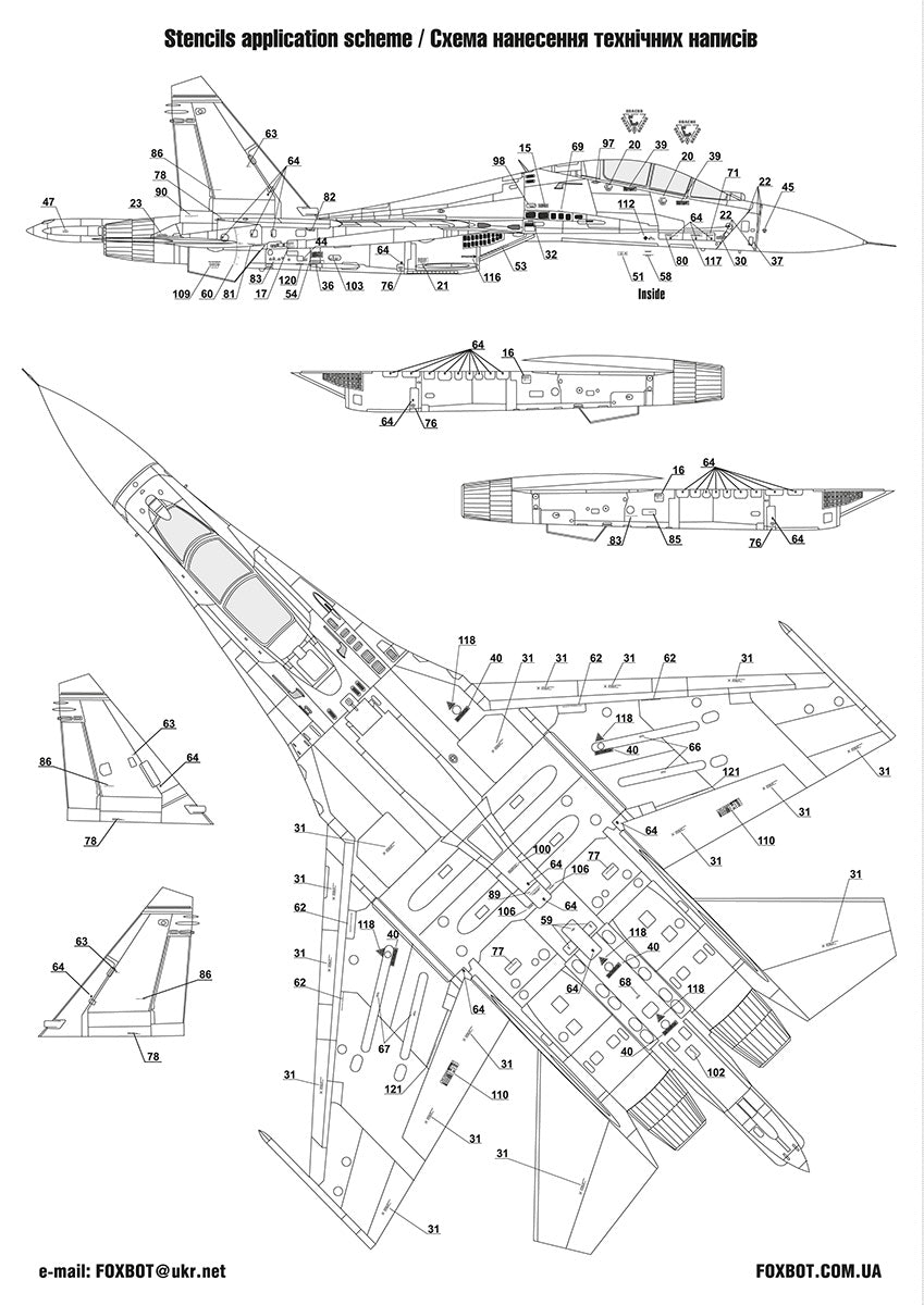 Foxbot Decals FBOT48067 1:48 Sukhoi Su-27UBM Ukrainian Air Force digital camo