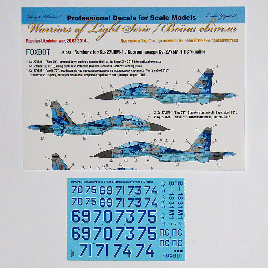 Foxbot FBOT48068 Ukrainian Su-27UBM Digital Camo Numbers 1:48