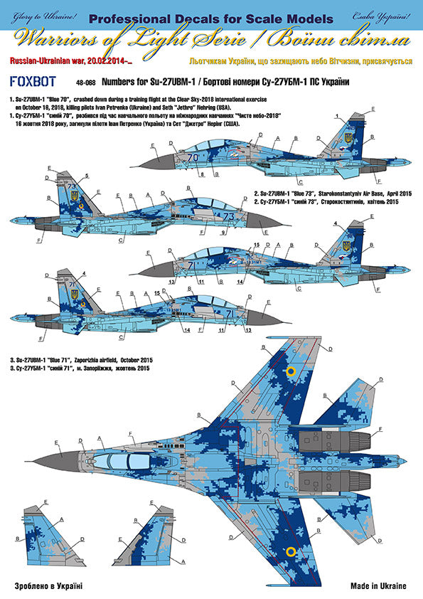 Foxbot FBOT48068 Ukrainian Su-27UBM Digital Camo Numbers 1:48