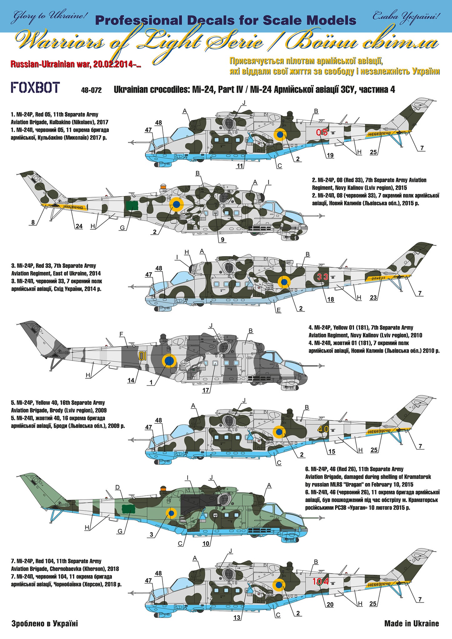 Foxbot Decals FBOT48072 1:48 Ukrainian crocodiles: Mil Mi-24, Part IV