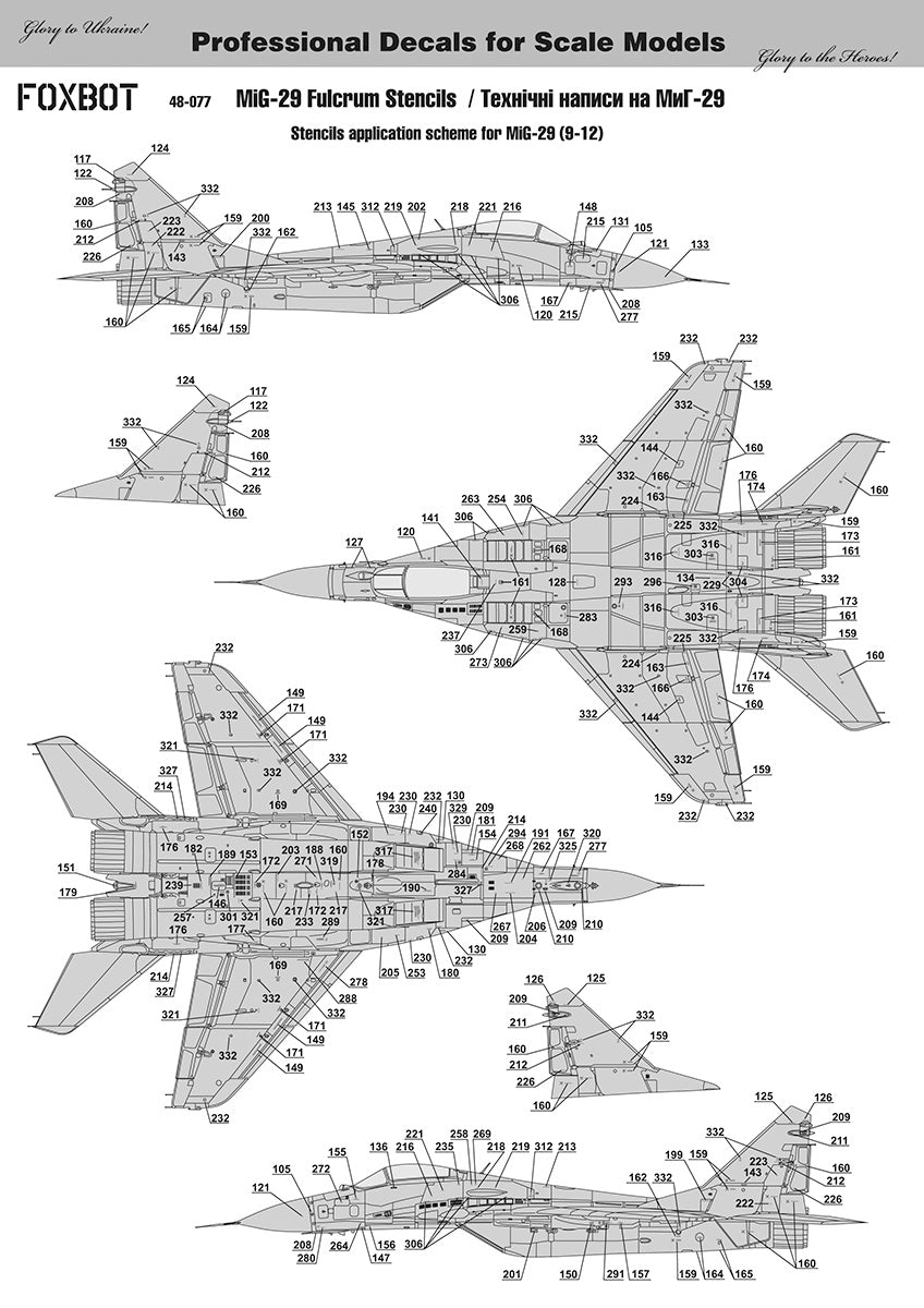 Foxbot Decals FBOT48077 1:48 Stencils for Mikoyan MiG-29