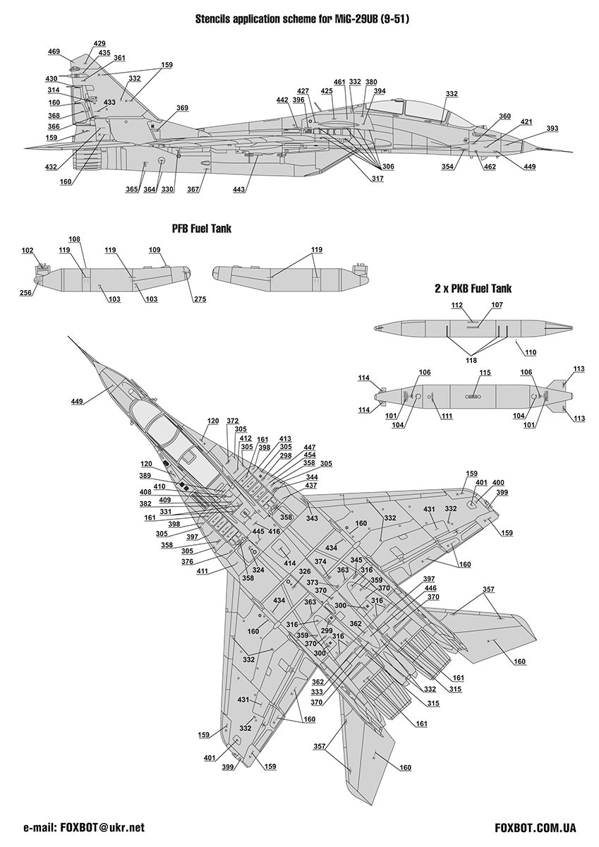 Foxbot Decals FBOT48077 1:48 Stencils for Mikoyan MiG-29