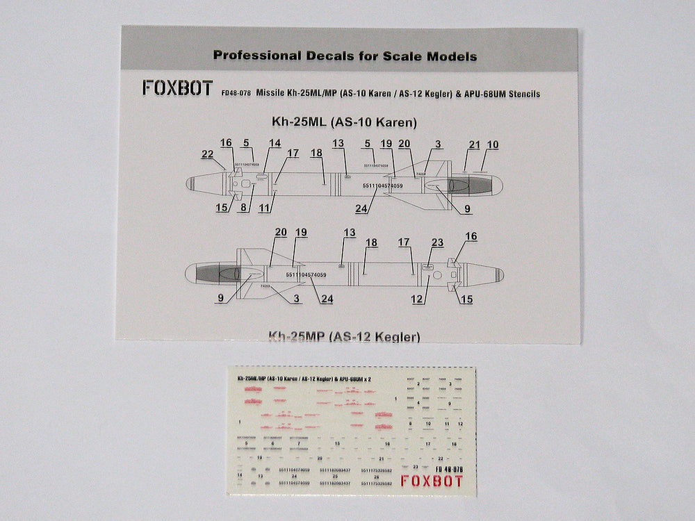 Foxbot Decals FBOT48078 1:48 Stencils for Missile Kh-25ML/MP