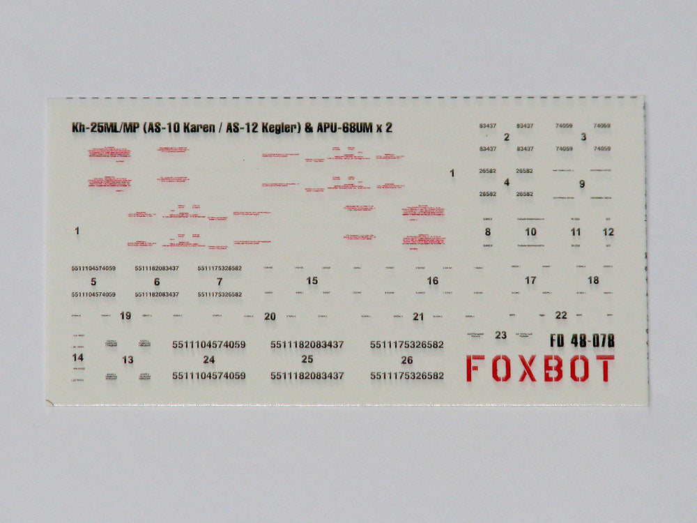 Foxbot Decals FBOT48078 1:48 Stencils for Missile Kh-25ML/MP