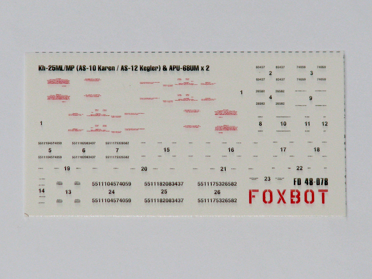 Foxbot Decals FBOT48078 1:48 Stencils for Missile Kh-25ML/MP