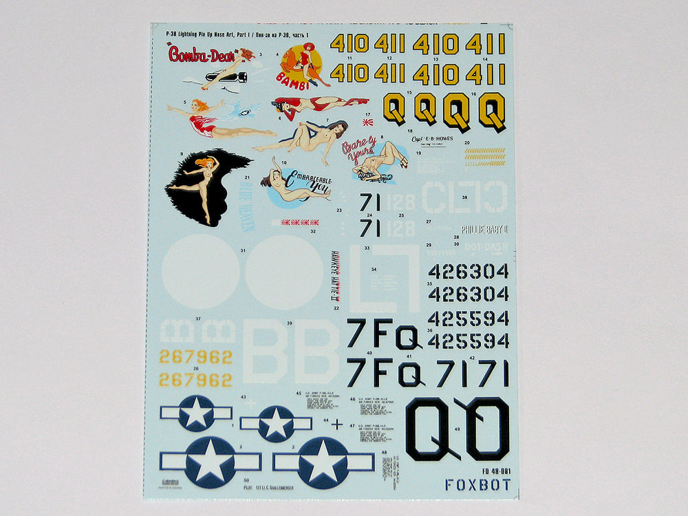 Foxbot FBOT48081 P-38 Lightning Pin-Up Nose Art Pt I 1:48
