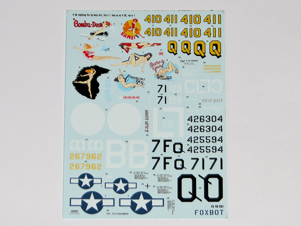 Foxbot FBOT48081 P-38 Lightning Pin-Up Nose Art Pt I 1:48